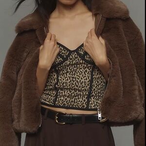 Cute Blue Tassel Leopard Tank Top Size L NWT